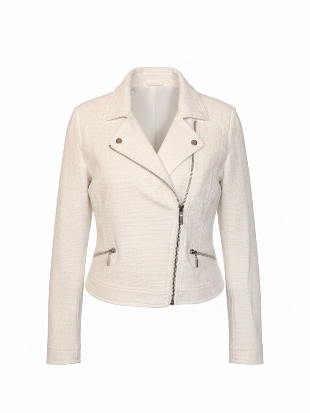 a.n.a Cream Textured Moto Jacket
